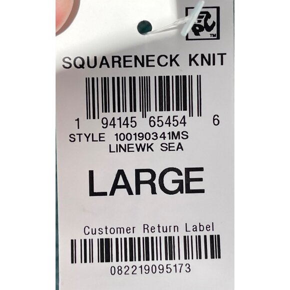 Style & Co Green Floral Square Neck Knit Blouse Large 3/4 Sleeve sleeve - Picture 5 of 5